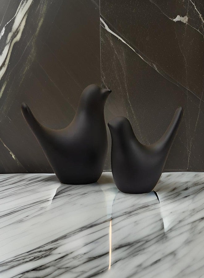 CHULO POLYRESIN Creative Black Birds Matte Figurines Bird Statue Home Decorations Accessories (Pack of 2, Black) - Image 3