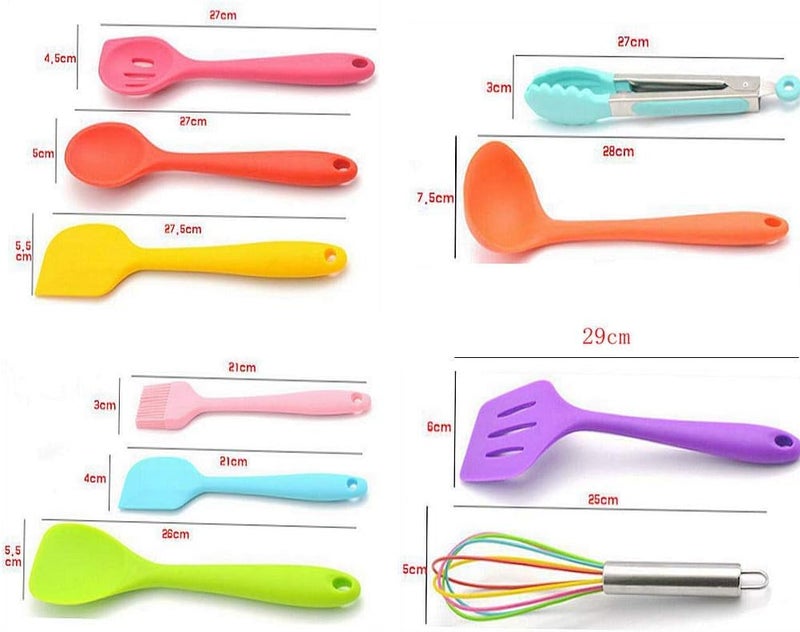 Silicone Cooking Utensils Set: 480°F Heat Resistant Food Grade Silicone Stainless Steel Core - Non Scratch Cookware Protection Multicolor Dishwasher Safe Accessories for Home Kitchen Outdoor Camping B - Image 3