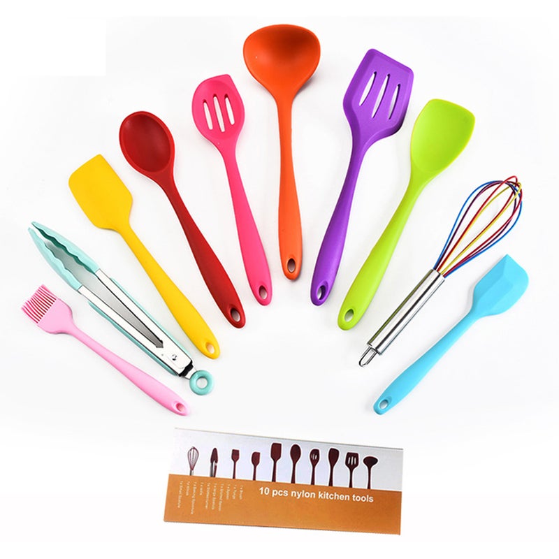 Silicone Cooking Utensils Set: 480°F Heat Resistant Food Grade Silicone Stainless Steel Core - Non Scratch Cookware Protection Multicolor Dishwasher Safe Accessories for Home Kitchen Outdoor Camping B - Image 1