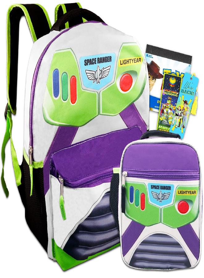 Fast Forward Buzz Lightyear Backpack with Lunch Box Set - Buzz Lightyear Backpack for Boys, Lightyear Lunch Box, Stickers, More | Toy Story Backpack for Kids - Image 1