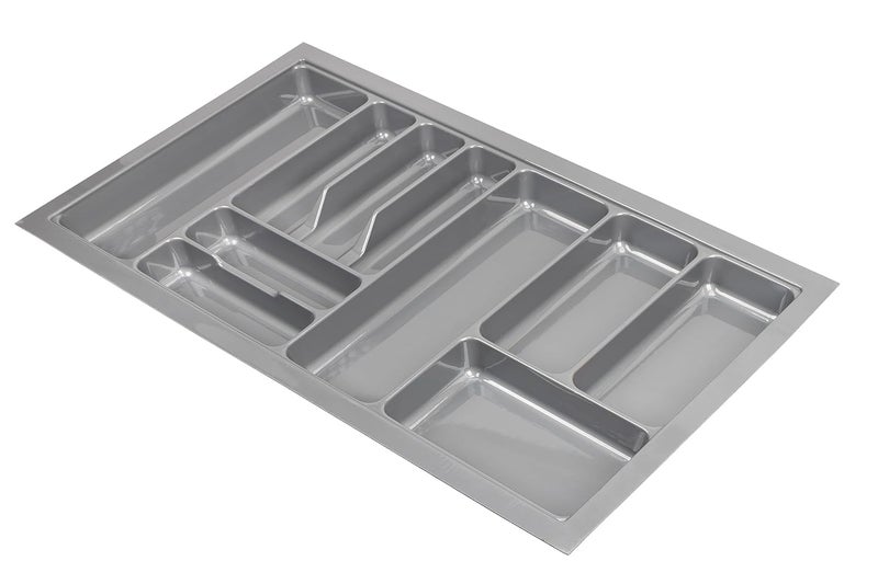 LEVON Plastic Cutlery Tray For Kitchen Drawer,Cutlery Stationery Organizer, Moduler Kitchen Basket, Grey, (32 X19 Inch) - Image 3