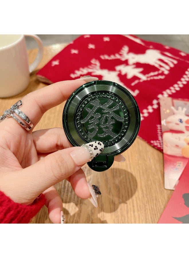 Year's Fortune Decompression Rotating Gyro Magnetic Bracket Lazy Stand Mobile Phone Case Universal Creative Mobile Phone Bracket-Color:Fortune Spinning Top Bracket [green] - Image 1