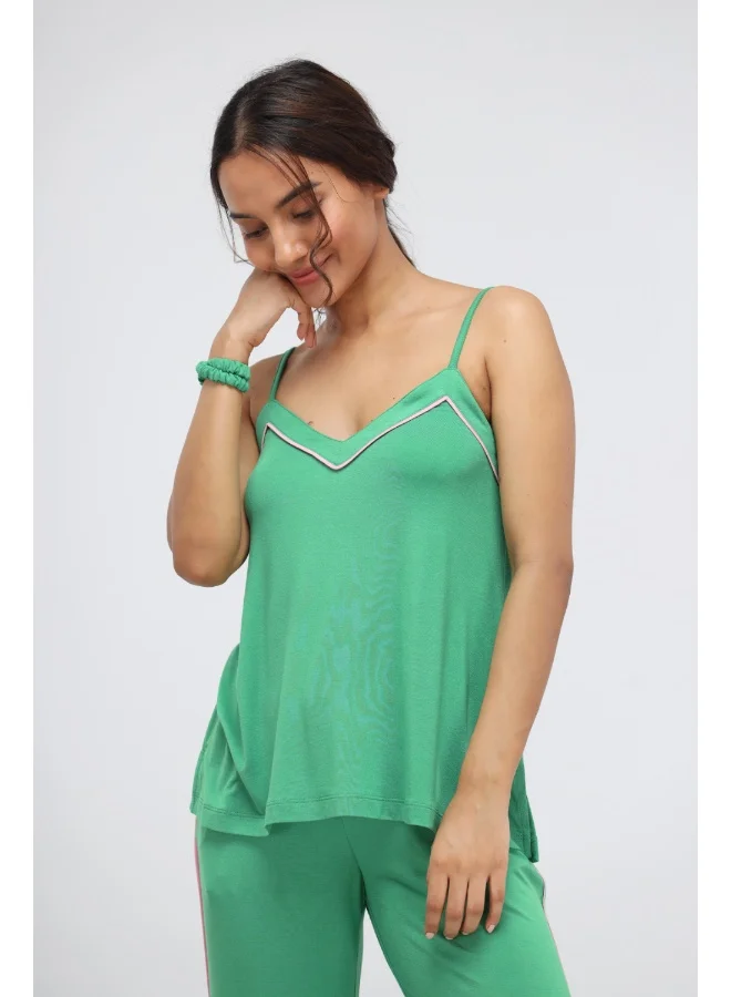 نسيسيرا Green Bee Piping Modal Pajama Set with Tank Top
