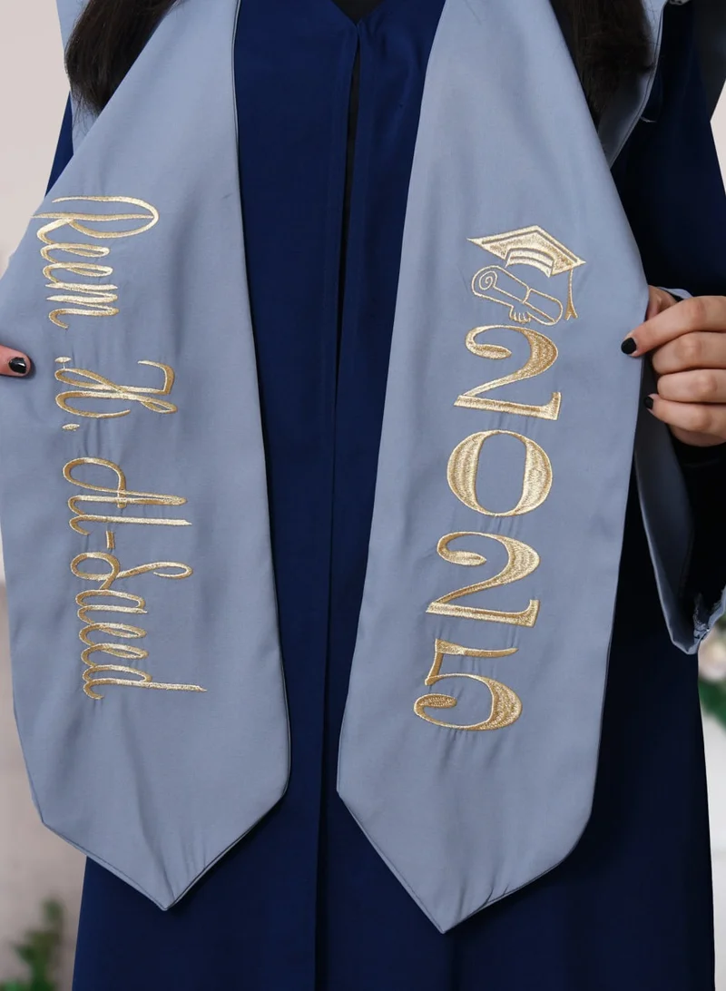 HAWRAA ABAYA Classic navy blue DJ outfit with oriental color overlay on the sleeves, abaya and cap