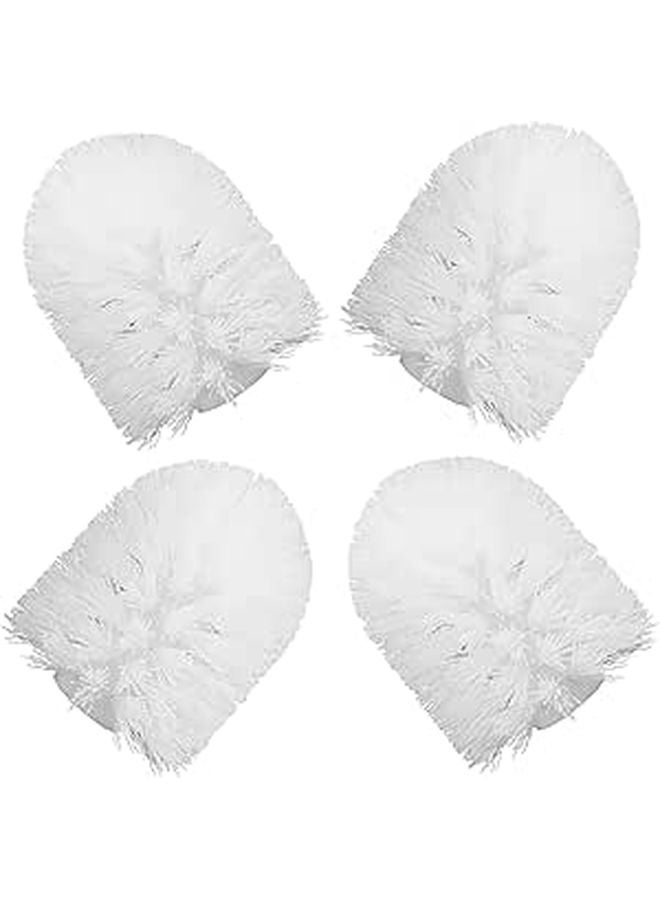 4 Pack White Round Toilet Brush Replacement Heads Refills For Bathroom Cleaning Supplies - Image 1