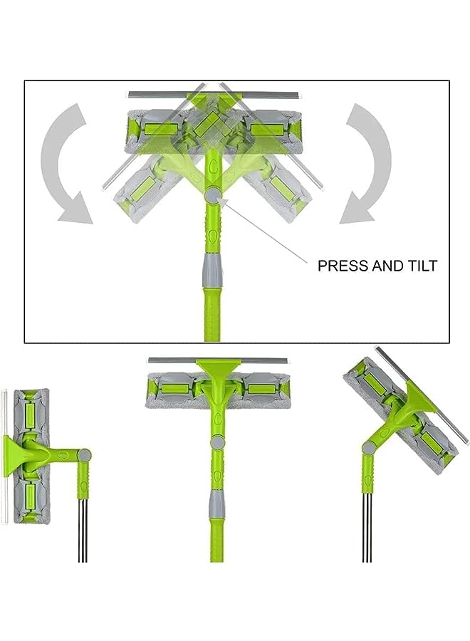 PROMASS ممسحة تنظيف زجاج النوافذ - ممسحة مرآة للنوافذ مع تصميم مزدوج الجوانب ومقبض طويل وممسحة دوارة قابلة للتمديد - متعددة الألوان - Image 3