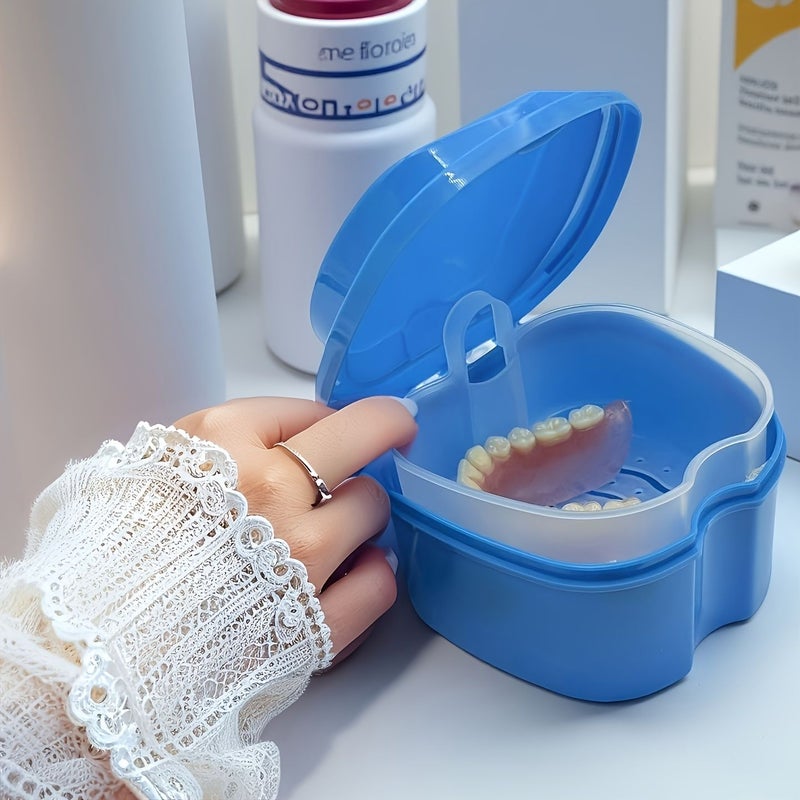 2pcs Denture Cleaning Kit For Deep Clean Gaps And Residue Black Filtered Rinse Cup And Sealed Plastic Case Includes Double Layer Denture Case Stand Case With Drainage Mesh - Image 5