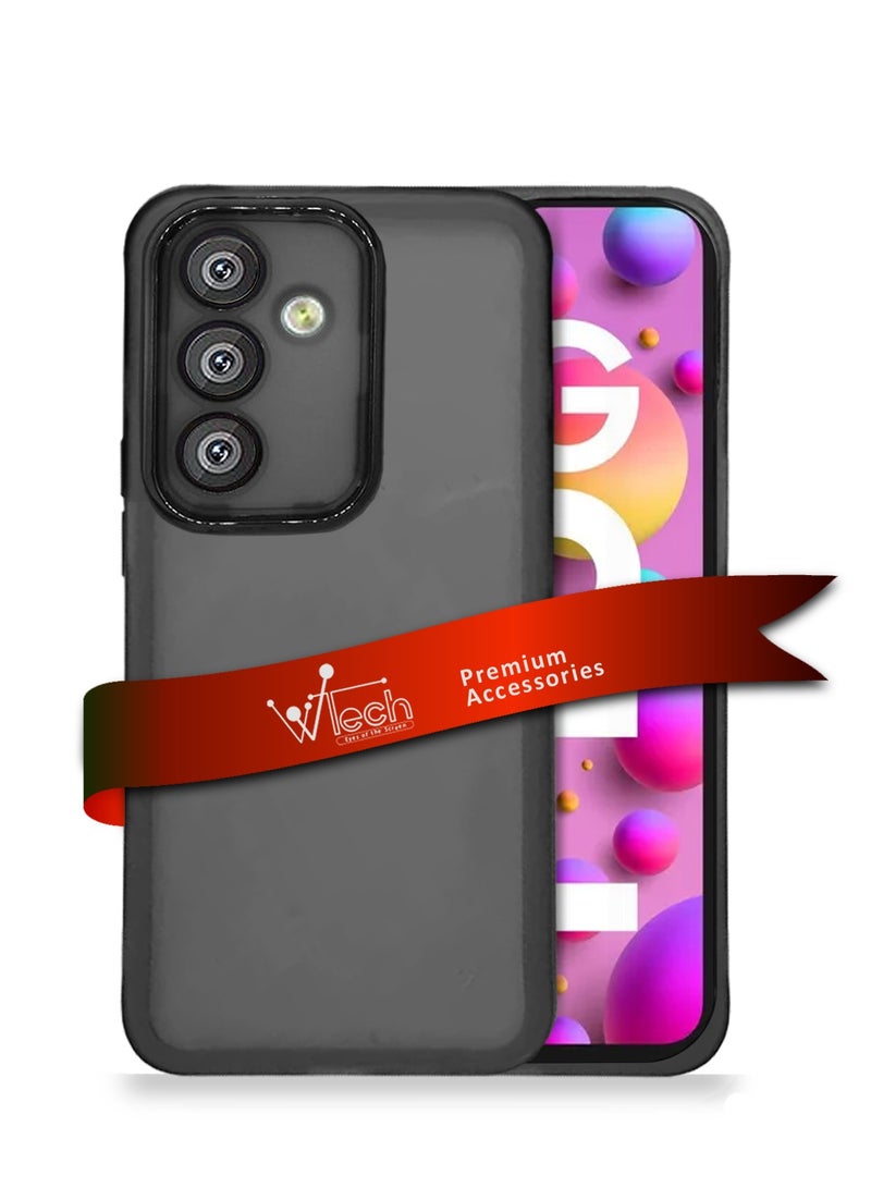 Wtech Soft Transparent TPU Silicone Ultra Thin Phone Stylish Electroplated Camera Border Back Case Cover For Samsung Galaxy F15/M15 Black - Image 1