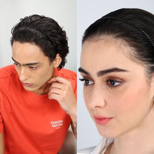 Seeotwo 6 Pieces Metal Hairband Sports Yoga Spring Wave Multi Style Non-Slip Black Metal Headband Unisex Fashion Adjustable Wavy Elastic Hair Hoop Band for Women, Men, Boys, and Girls - Image 2