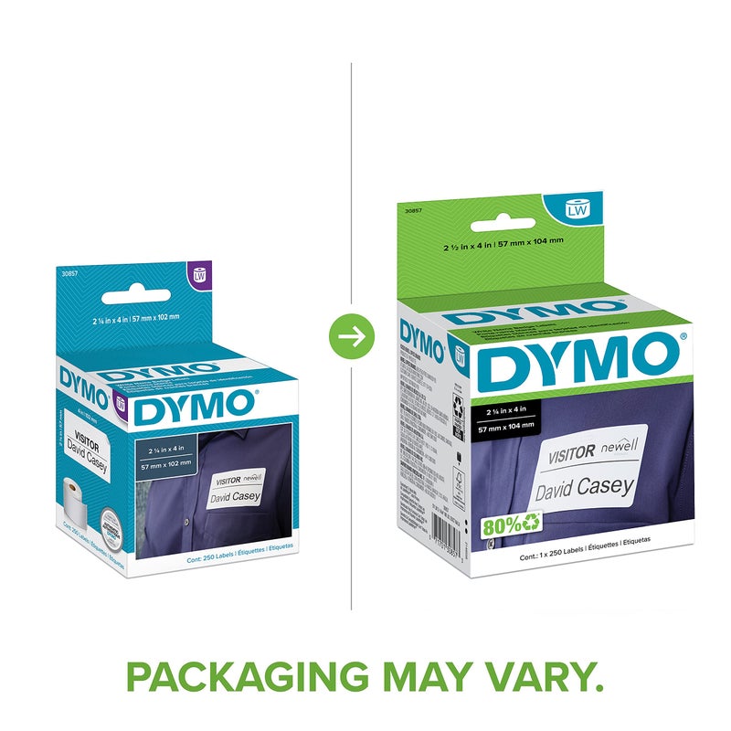 DYMO Authentic LW Name Badge Labels DYMO Labels for LabelWriter Printers White 2-1/4" x 4" 1 Roll of 250 - Image 2