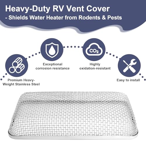 Wadoy RV Furnace Vent Cover,Flying Insect Bug Cover,Stainless Steel Screen to Protect RV Water Heater from External Creature,7.5''x 4.1''x 1.3'' - Image 4