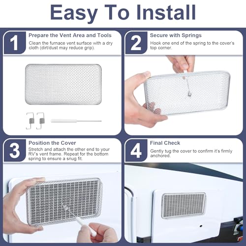 Wadoy RV Furnace Vent Cover,Flying Insect Bug Cover,Stainless Steel Screen to Protect RV Water Heater from External Creature,7.5''x 4.1''x 1.3'' - Image 5