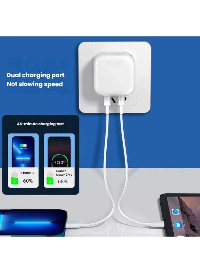 35W Charger Charging Adapter Dual Port USB-A Type-C with One Cable Type-C  to Lightning, Super Fast Charging Power Port  Wall Charger, 35W Foldable UK Power Plug Travel Adapter, iPhone Samsung Android Tabs - Image 3