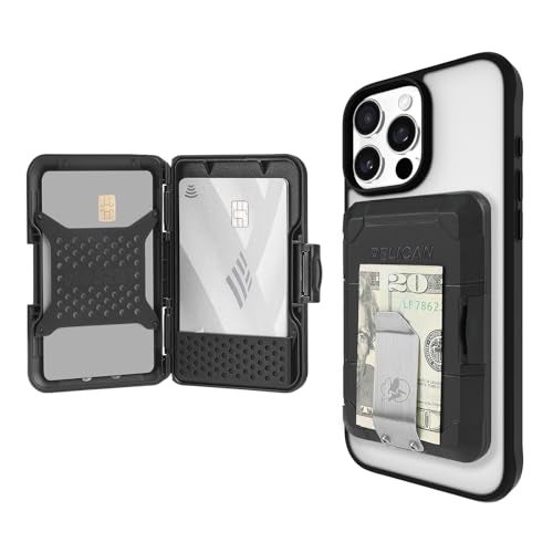 Pelican Magnetic Money Clip Wallet Card Holder RFID Blocking Heavy Duty MILSTD Snapon MagSafe Wallet for iPhone Detachable Magnetic Card Holder for iPhone 17 Pro Max161514Pixel 10 Black - Image 1