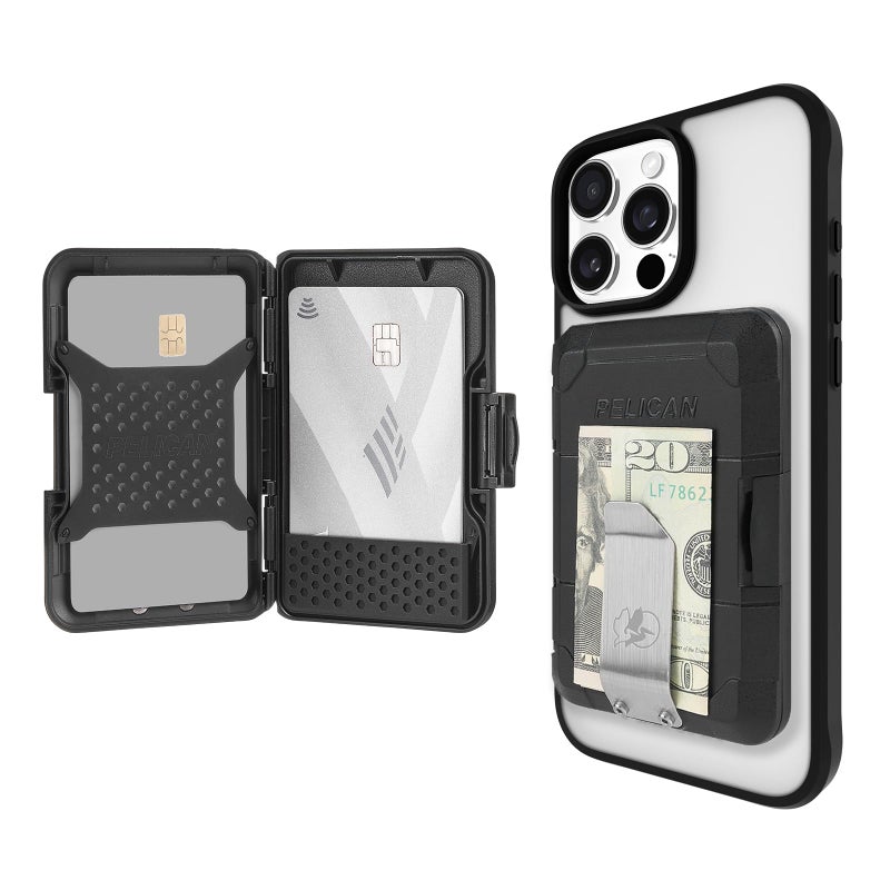 Pelican Magnetic Money Clip Wallet Card Holder RFID Blocking Heavy Duty MILSTD Snapon MagSafe Wallet for iPhone Detachable Magnetic Card Holder for iPhone 17 Pro Max161514Pixel 10 Black - Image 2