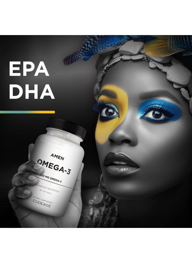 Amen Omega3 Supplement 1500Mg Highpotency Daily Omega 3 Epa And Dha Fatty Acids Fish Oil 45Day Supply Heart Health Immune Brain Cognition Memory Support Vitamins 90 Soft Gels Capsules - Image 5