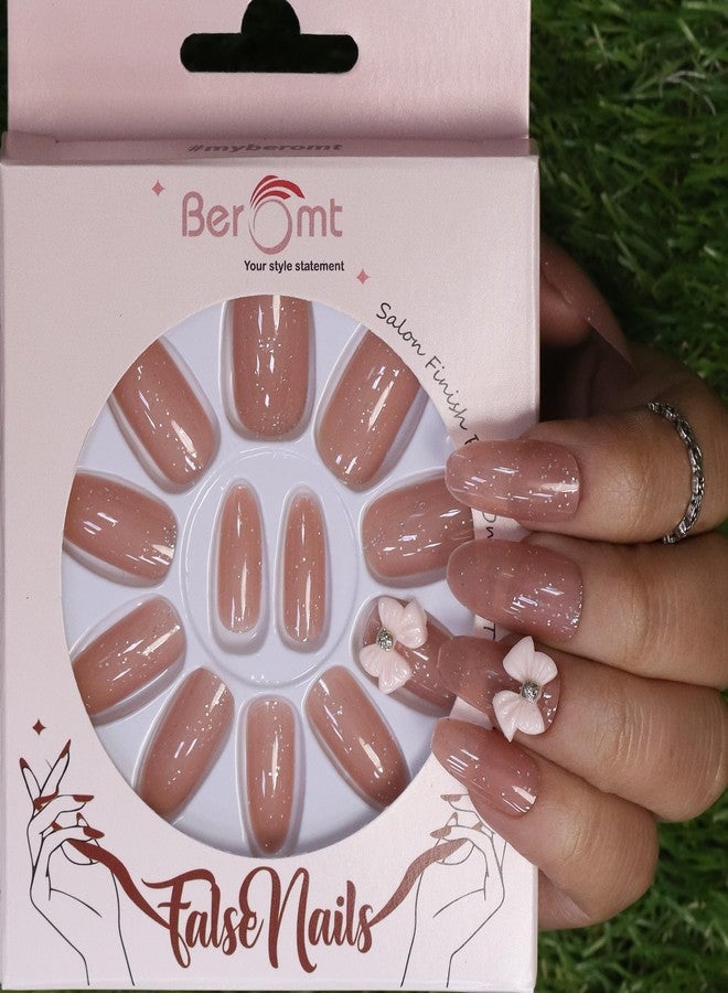 Beromt Press On Nails Set Of Full Fake Nails For Bridal and Party Salon Ready - BFN692BPN - Image 3