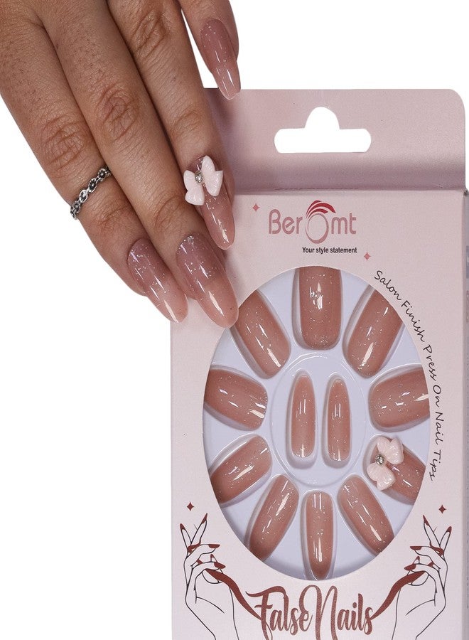 Beromt Press On Nails Set Of Full Fake Nails For Bridal and Party Salon Ready - BFN692BPN - Image 1