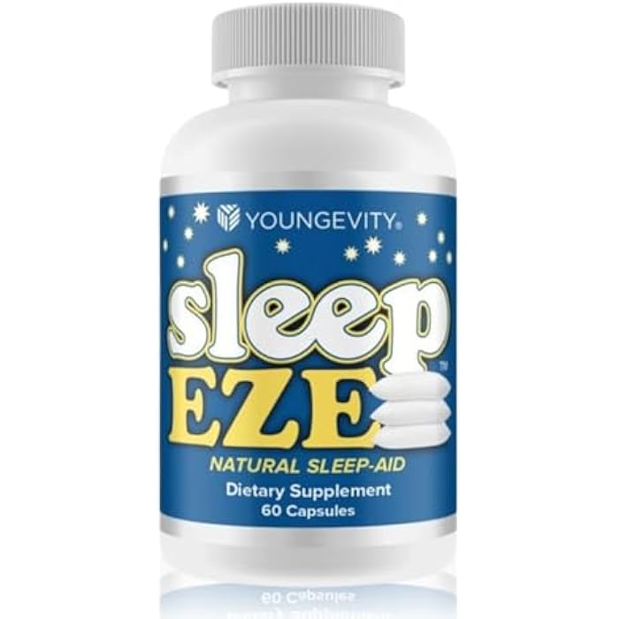 Youngevity Sleep Eze - Natural Sleep Support - Valerian Root, Passion Flower, 5-HTP, Melatonin - Non-Habit Forming - Sleeping Support Supplement - (60 Capsules) - Image 1