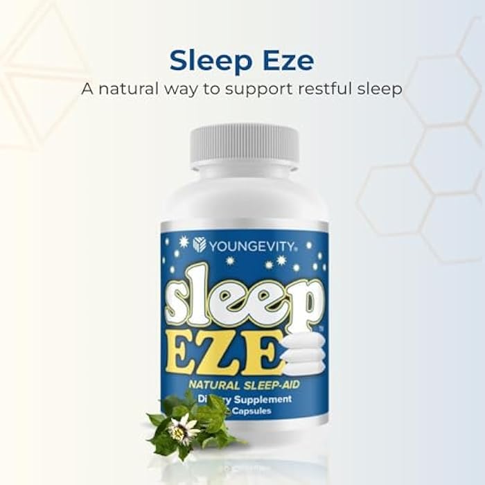 Youngevity Sleep Eze - Natural Sleep Support - Valerian Root, Passion Flower, 5-HTP, Melatonin - Non-Habit Forming - Sleeping Support Supplement - (60 Capsules) - Image 2