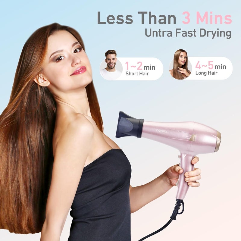 CONFU Hair Dryer, Professional Ionic Salon Blow Dryer with Diffuser for Women and Men, 5X Fast Drying, Powerful and Quiet Hair Blow Dryer for Fast & Easy Styling (1875 Watts) - Image 4