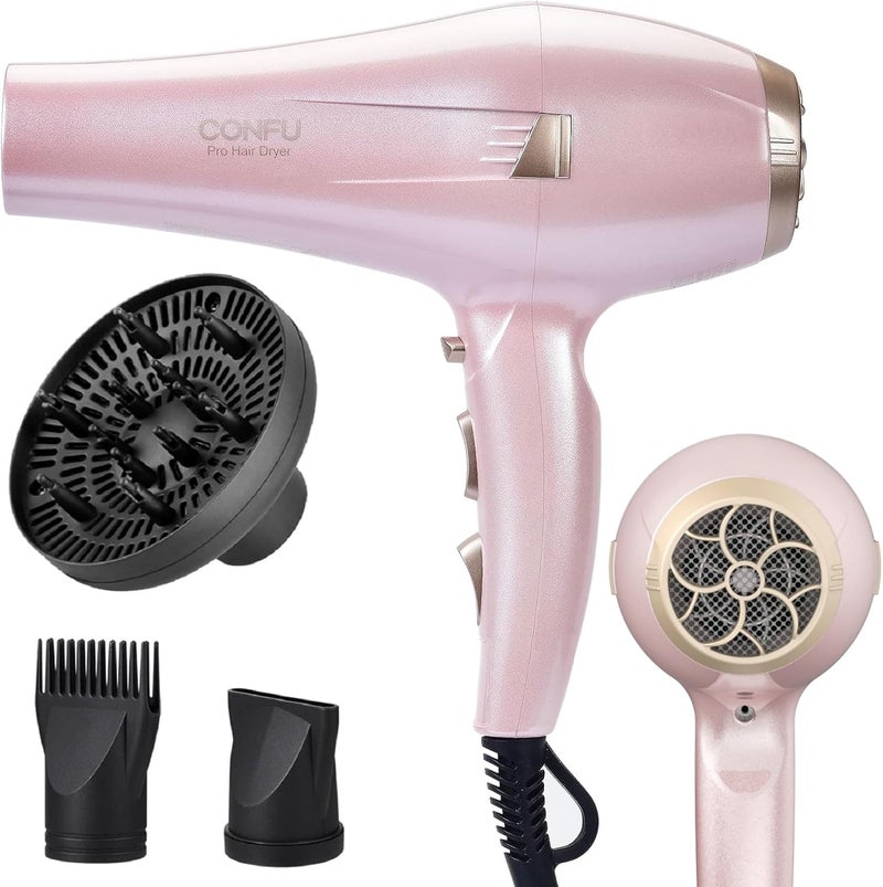 CONFU Hair Dryer, Professional Ionic Salon Blow Dryer with Diffuser for Women and Men, 5X Fast Drying, Powerful and Quiet Hair Blow Dryer for Fast & Easy Styling (1875 Watts) - Image 1