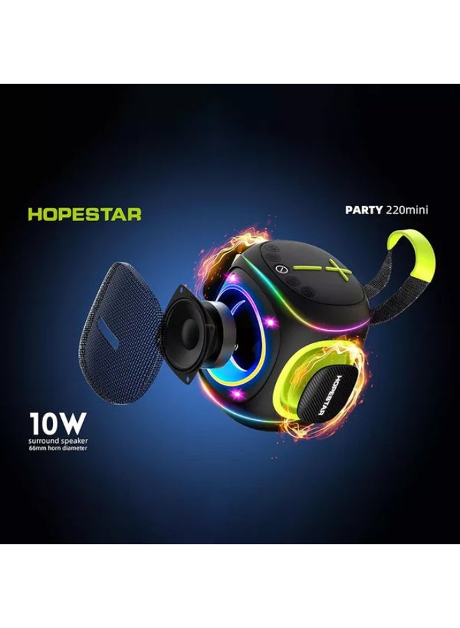HOPESTAR Party 220mini 10W Portable Bluetooth Speaker 🎶 | Wireless 5.3 | RGB LED Lights Sync with Music | USB, TF Card, AUX, FM Radio | 4-6 Hours Playtime | Compact & Travel-Friendly Outdoor Speaker - Image 3