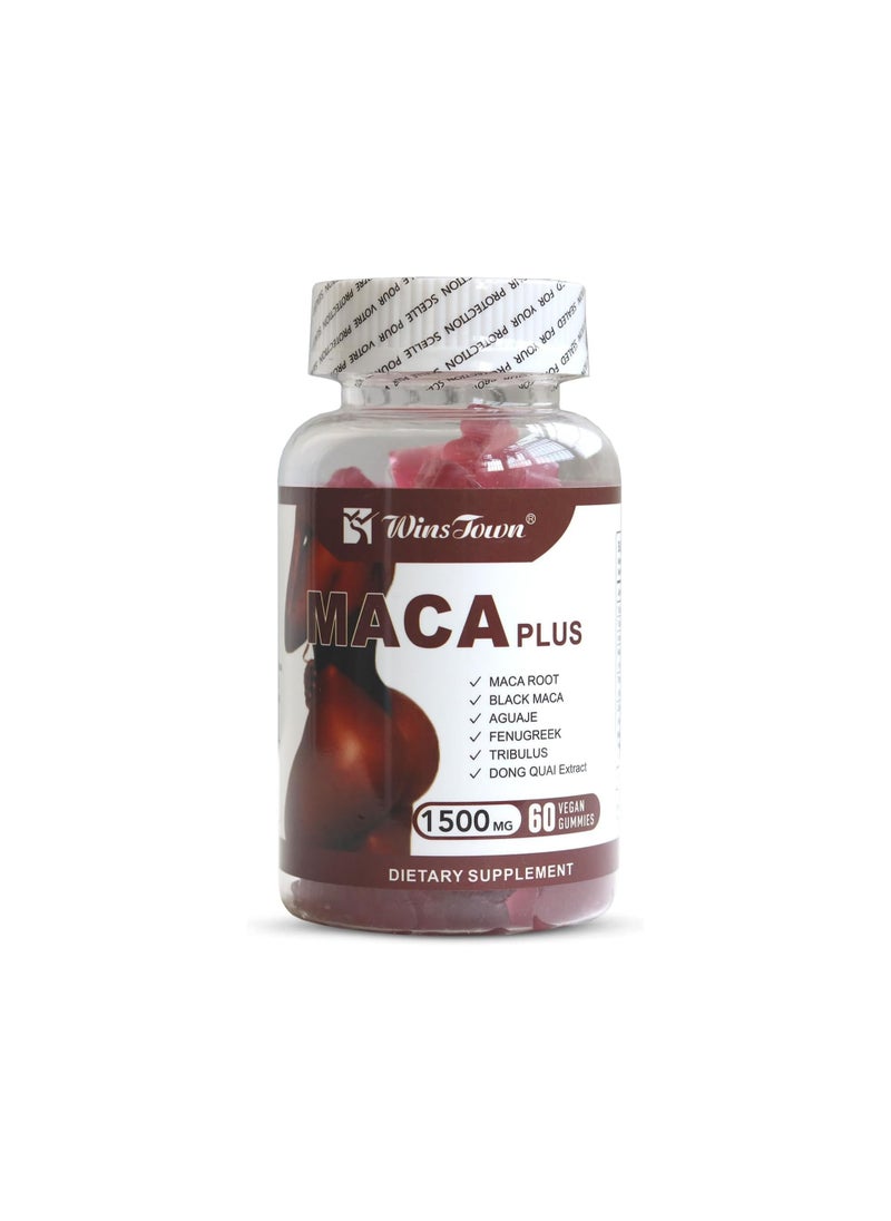 Maca Plus Gummies 1500 Mg Enhancer With Black Maca Root And Dong Quai Extract Fruit Flavor 60 Count
