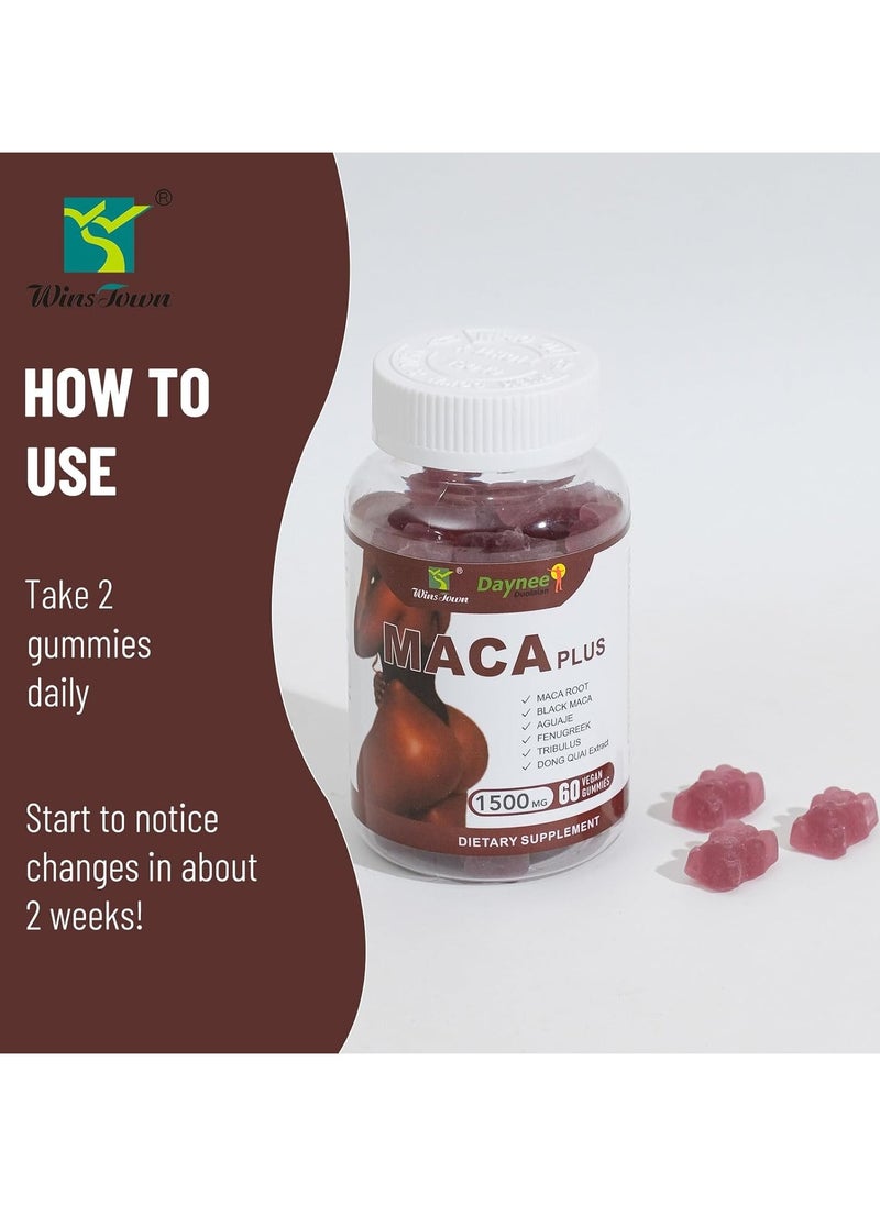 Maca Plus Gummies 1500 Mg Enhancer With Black Maca Root And Dong Quai Extract Fruit Flavor 60 Count