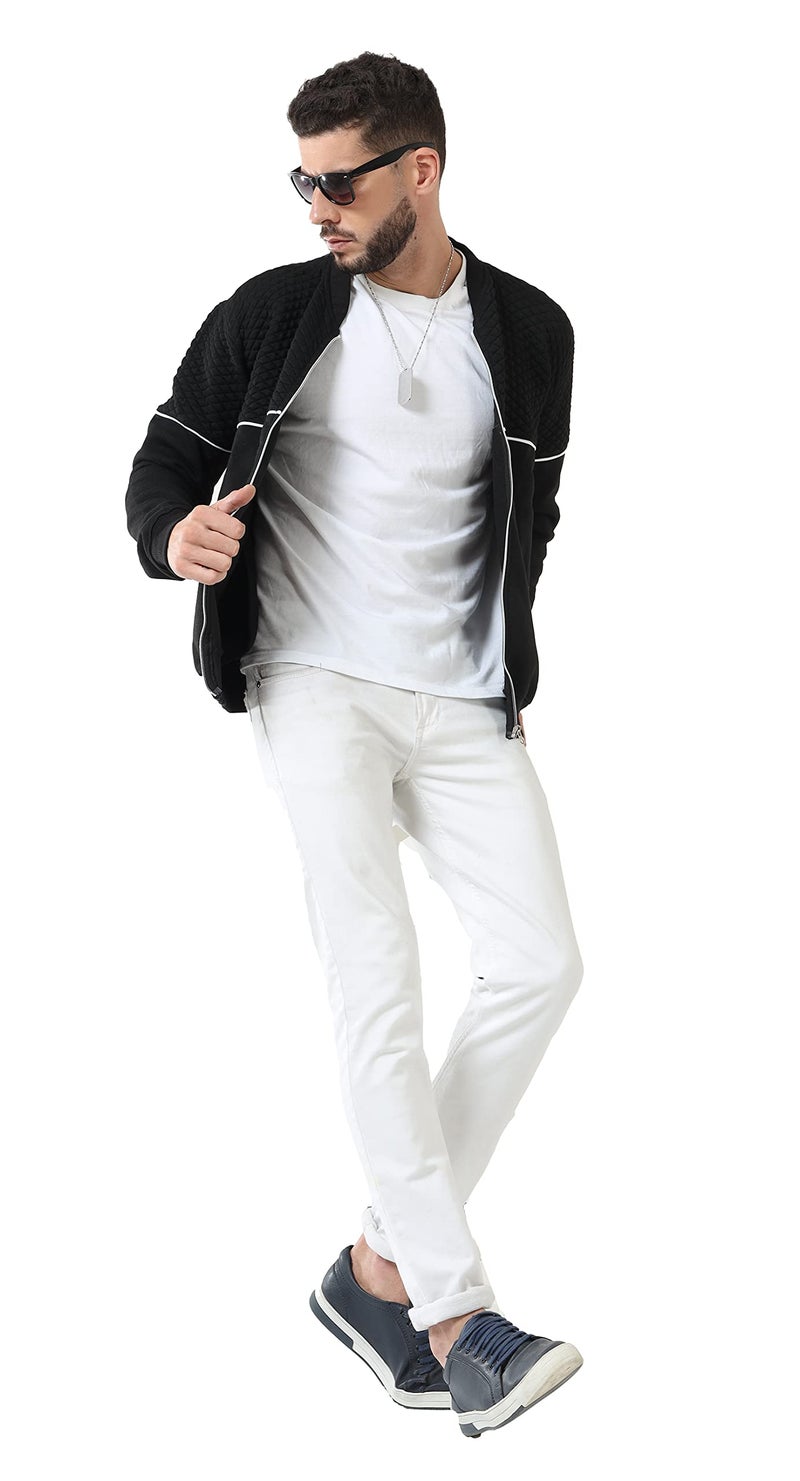fanideaz Cotton Branded Standard Length Bomber Jacket Neck Zipper Jacket For Men_B_2_XXL, Black - Image 4