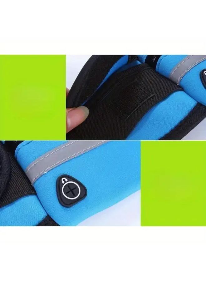 Blue Elastic Sports Waist Bag With Secure Zipper For Running Hiking Cycling - Image 5