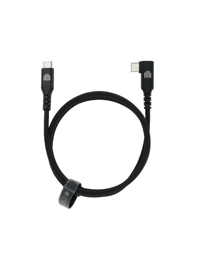 DVICED USB-C to USB-C angled braided cable 1.25m -Black - Image 3