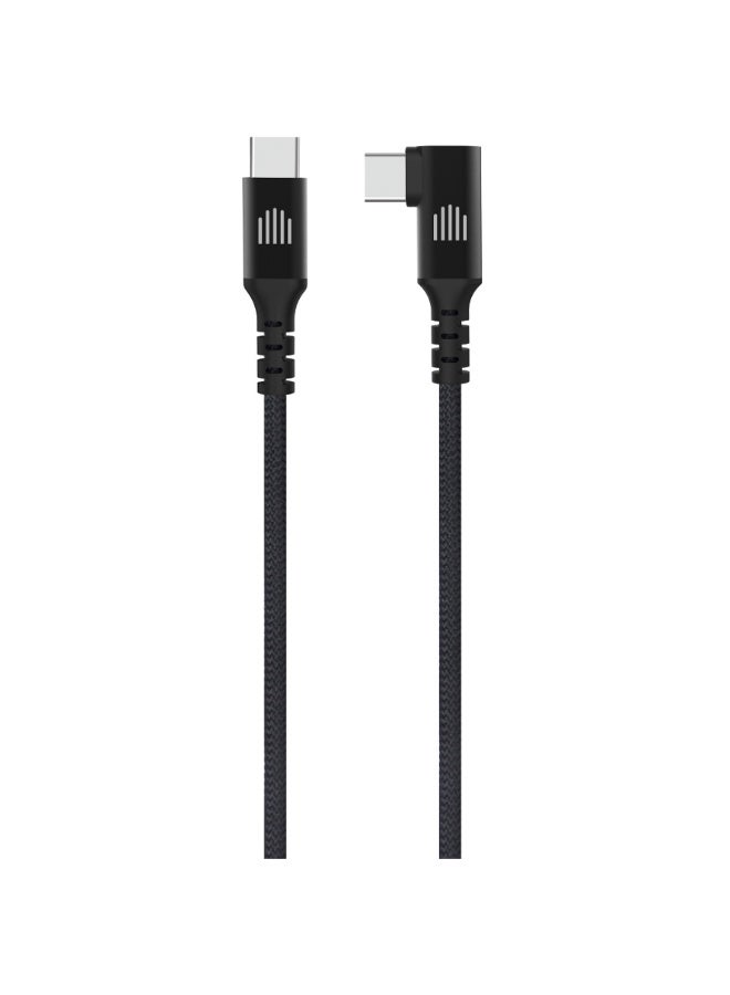 DVICED USB-C to USB-C angled braided cable 1.25m -Black - Image 1