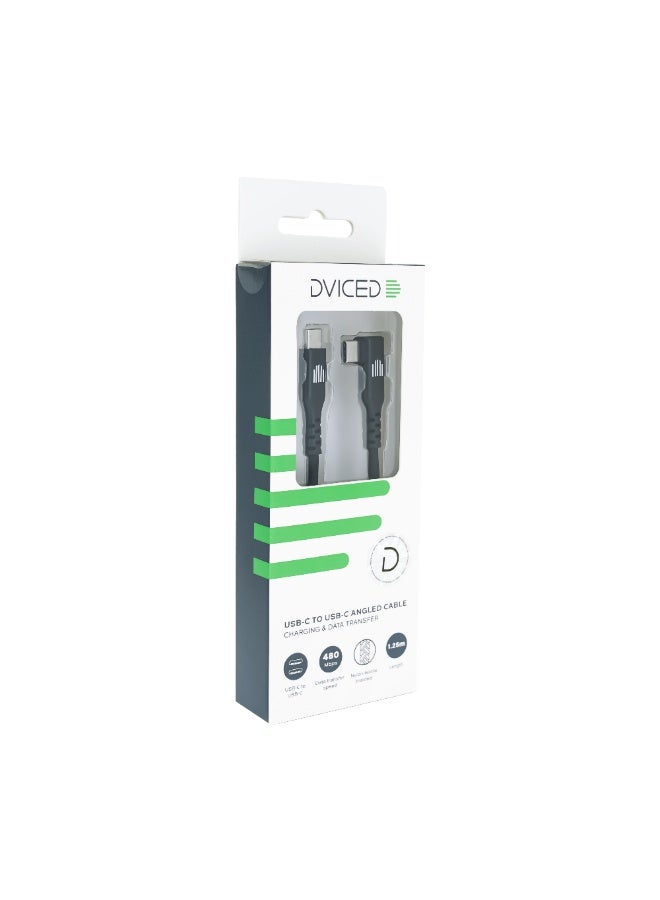 DVICED USB-C to USB-C angled braided cable 1.25m -Black - Image 4