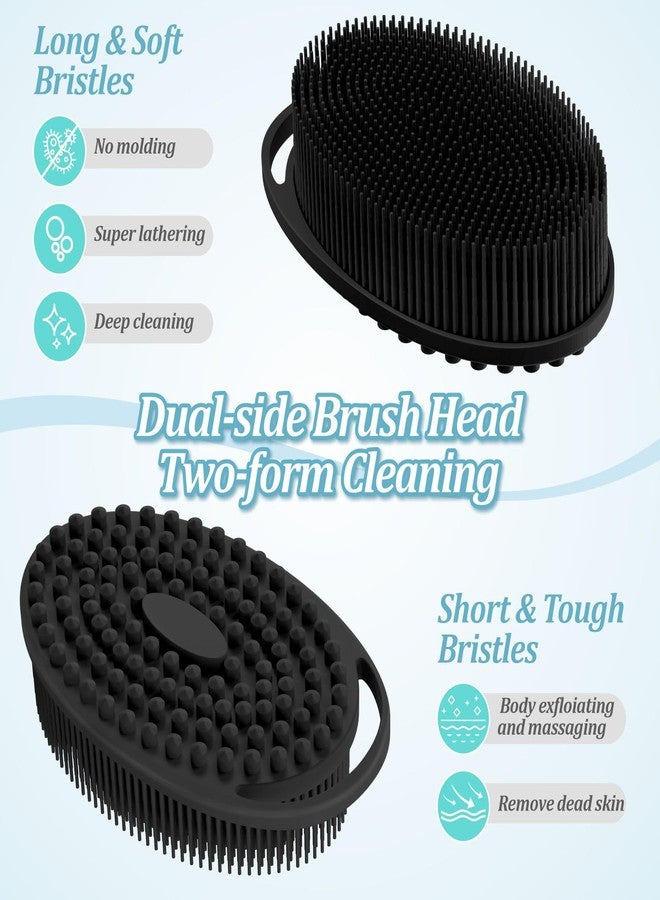 GEENOA Silicone Back & Body & Face Scrubber Set 3PCS, Gentle Exfoliating Back & Body Scrubber with Dual-Side Brush Head, Hygienic Silicone Loofahs with Soft Bristle and Non-Slip Handle(Black-3PC) - Image 4
