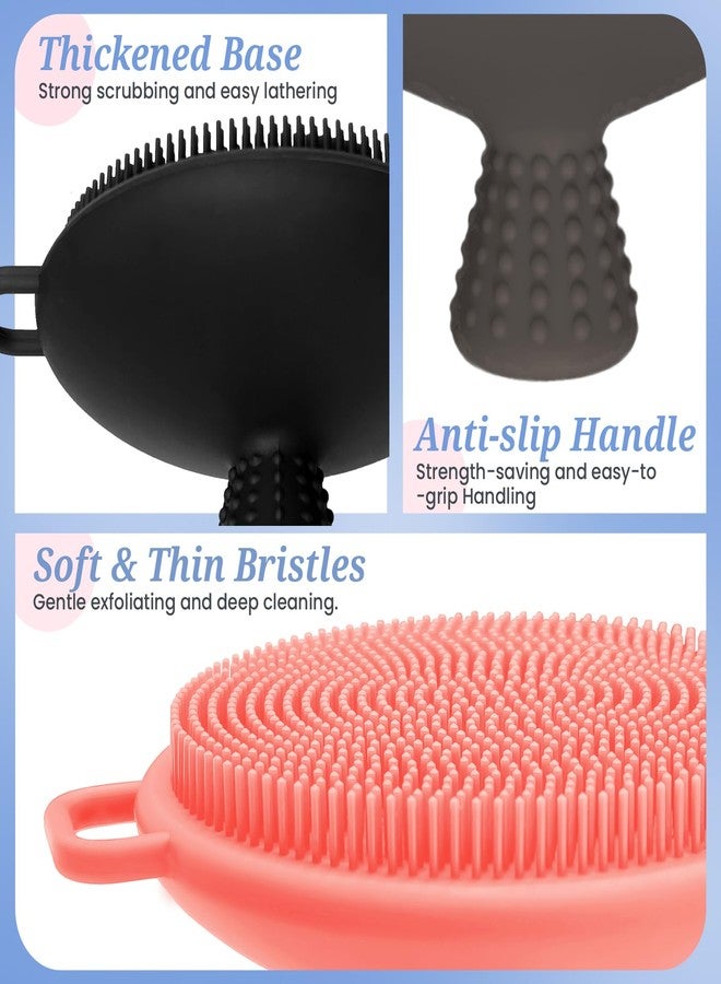 GEENOA Silicone Back & Body & Face Scrubber Set 3PCS, Gentle Exfoliating Back & Body Scrubber with Dual-Side Brush Head, Hygienic Silicone Loofahs with Soft Bristle and Non-Slip Handle(Black-3PC) - Image 5