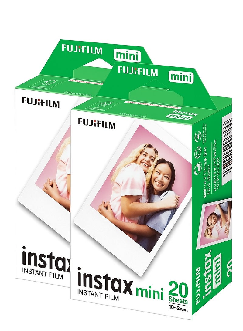 FUJIFILM Instax Mini Film 40 Sheets Compatible With Instax Mini Series Cameras & Printers 2 Pack (Total 40 Shots)  - Image 1