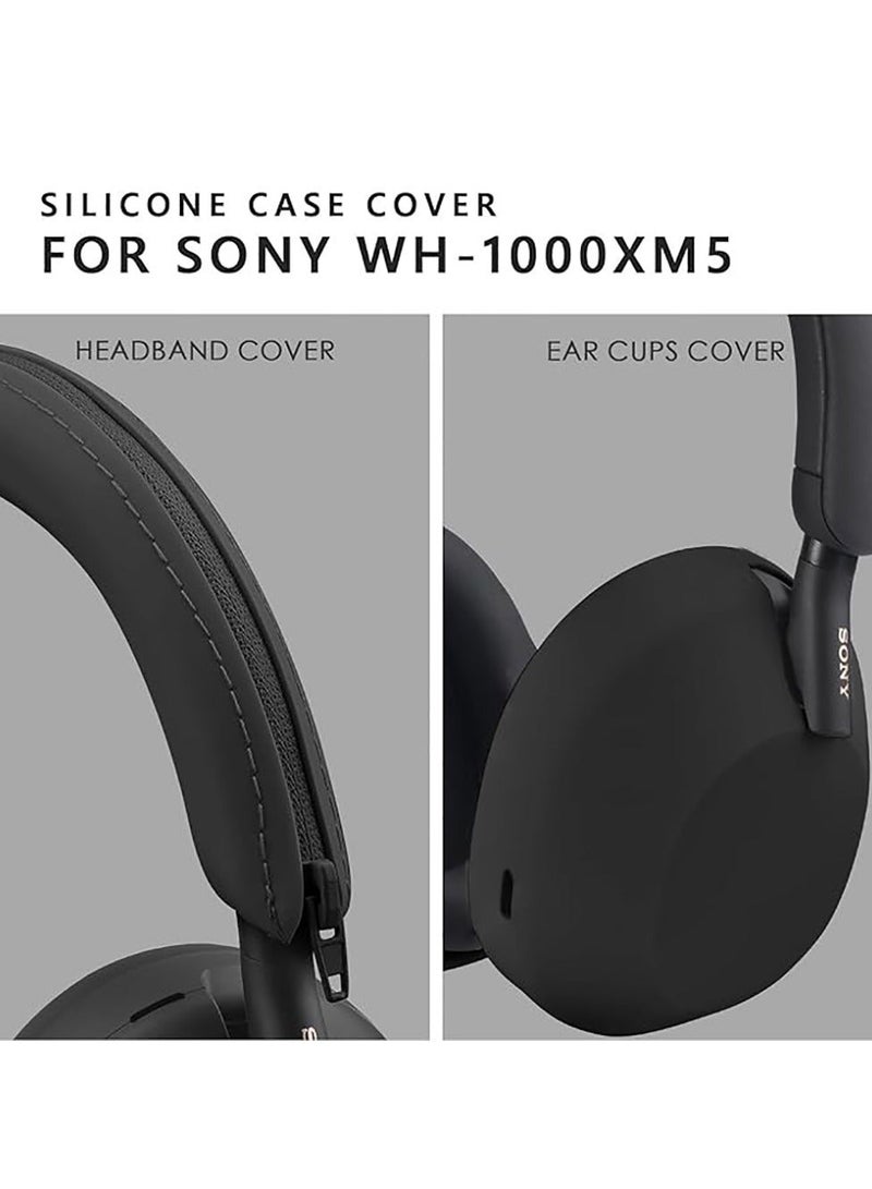 QIRG 3 Sets Silicone Sweat Case Cover for Sony WH-1000XM5 Headphones, Sony XM5 Earpad Cover/Ear Covers/Headband Cover Protector, Washable Sweatproof Soft Silicone Headphone Accessories（Black） - Image 4