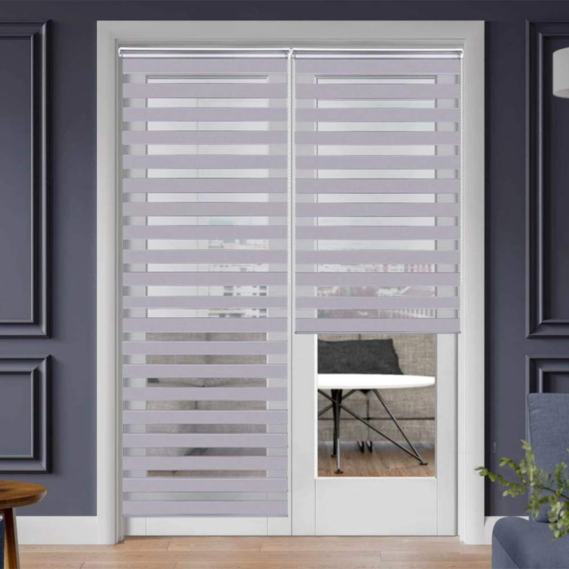 SMONTER Easy Fix Zebra Roller BlindDay and Night Blinds Curtains with Install Accessories 70CMx230CM GREY