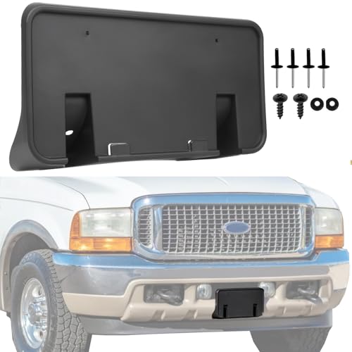 OKPARZ Replacement for Front Bumper License Plate Frame Bracket 1999-2004 Ford F250 F350 F450 F550 Super Duty 2000-2004 Ford Excursion F81Z-17A385-AA - Image 1