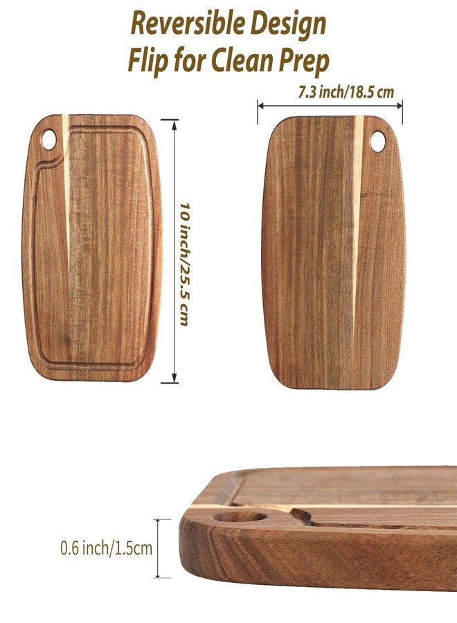 Donxote Acacia Wood Cutting Board, Reversible Small Cutting Board with Juice Groove & Hanging Hole, 10" x 7.3" Wooden Kitchen Prep Board - Image 3