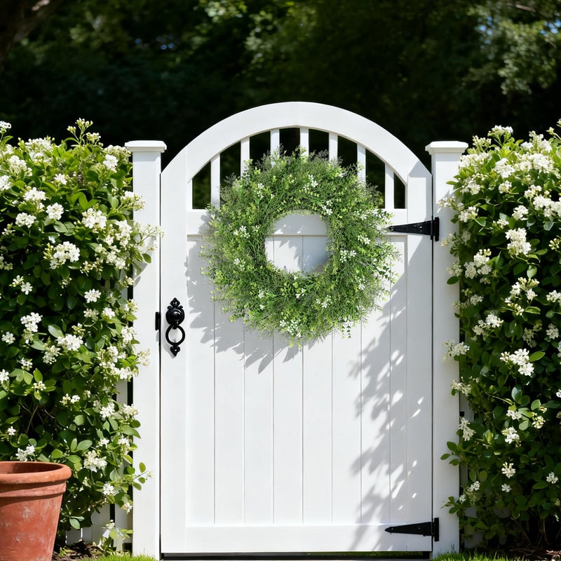 MDSTBN 24 Inch Spring Wreaths for Front Door Wreath Summer Outdoor Green Door Wreath for All Seasons Porch Living Room Bedroom Window Wall Indoor Outdoor Farmhouse Home Decoration - Image 4