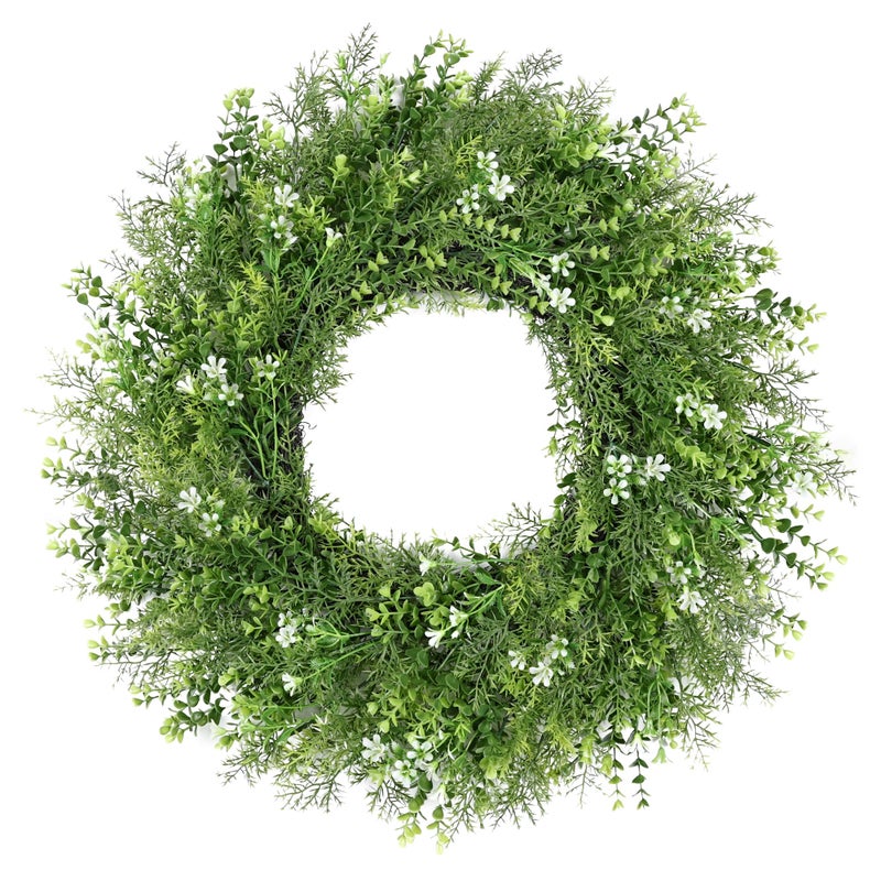 MDSTBN 24 Inch Spring Wreaths for Front Door Wreath Summer Outdoor Green Door Wreath for All Seasons Porch Living Room Bedroom Window Wall Indoor Outdoor Farmhouse Home Decoration - Image 1