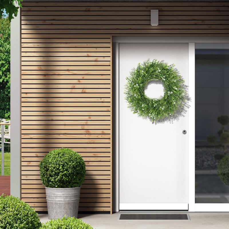 MDSTBN 24 Inch Spring Wreaths for Front Door Wreath Summer Outdoor Green Door Wreath for All Seasons Porch Living Room Bedroom Window Wall Indoor Outdoor Farmhouse Home Decoration - Image 3