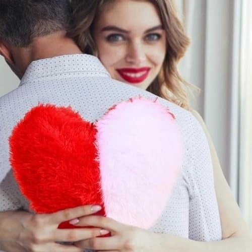 ToYBULK وسادة تويبلك الناعمة من القماش الفاخر على شكل قلب | 50 سم | لون أحمر وأبيض | هدية عيد الحب للأحباء - Image 4