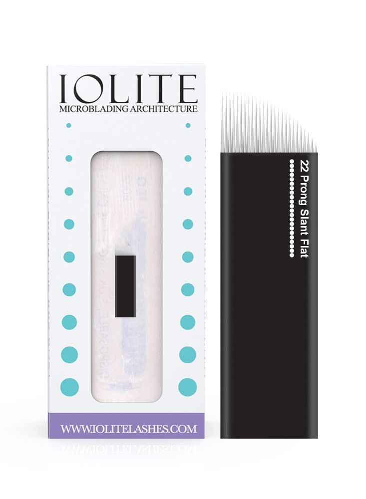 IOLITE Microblading needles 22 Prong Slant Flat Needle spmu needles size 16mm one time use disposable blade Sterile packaged 12pcs - Image 1
