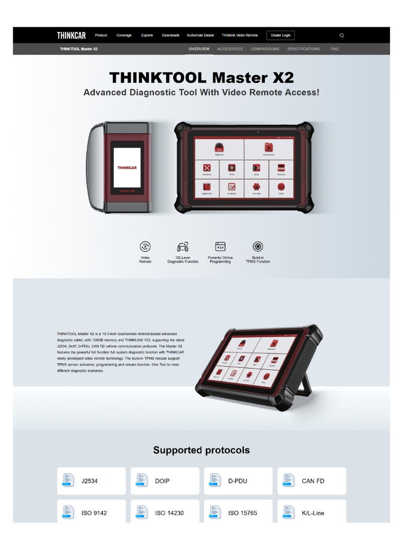 THINKCAR THINKTOOL Master X2 – Advanced 10.1" Diagnostic Scanner with Video Remote Support, TPMS, OE-Level Full System Diagnostics, Online ECU Programming, J2534/DOIP/D-PDU/CAN FD Protocols, 128GB Storage, 2 Years Updates - Image 5