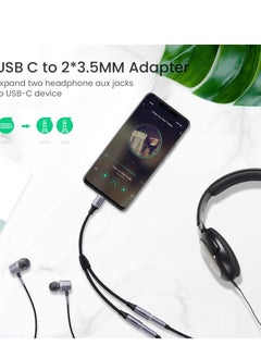 erorex USB-C to 3.5 mm Headphone Jack Adapter Type C to Dual 3.5mm Audio Stereo Y Splitter Cable Headset Splitter Cord Compatible for Huawei P30 Pro, Oneplus 7 Pro/ 7T(not compatible for Samsung)  - Image 3