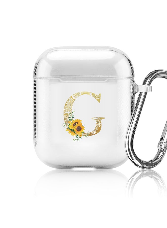 Stylizedd Classic Clear printed Case for Apple Airpods 2 / 1 Soft TPU Gel Thin Transparent Flexible Cover - Custom Monogram Initial Letter Mandala Floral Pattern Alphabet - G (Clear )  - Image 1