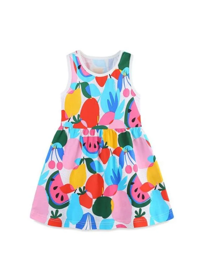 YUNIQEE Multicolour A-Line Crew Neck Printed Dress